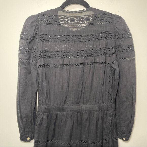 Isabel Marant Etoile women's Black Greta Cotton Voile Lace crochet dress in 36 - Picture 11 of 11